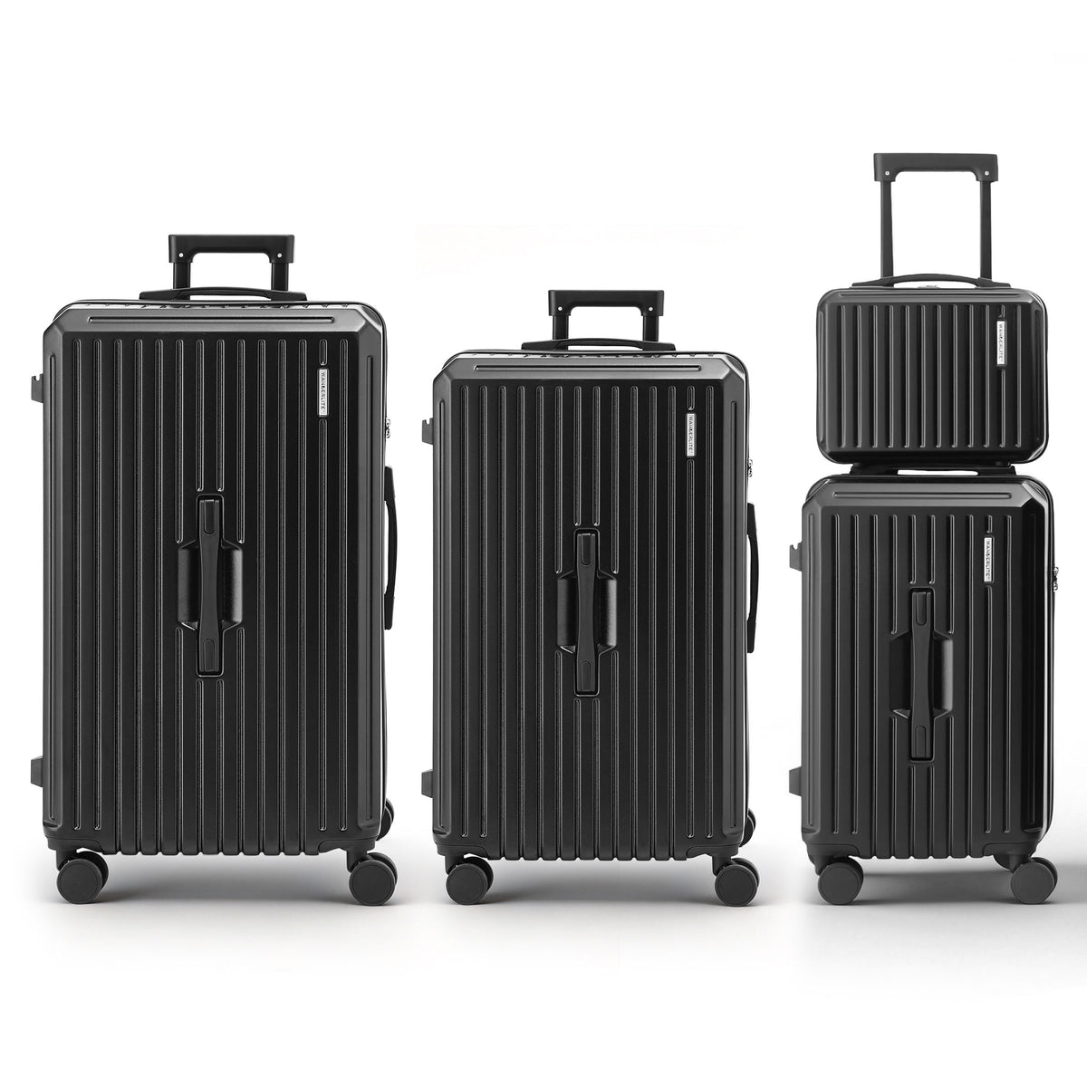 4pc Luggage Suitcase Set | Carry On Travel Cases | TSA Lock | Black