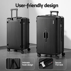 4pc Luggage Suitcase Set | Carry On Travel Cases | TSA Lock | Black