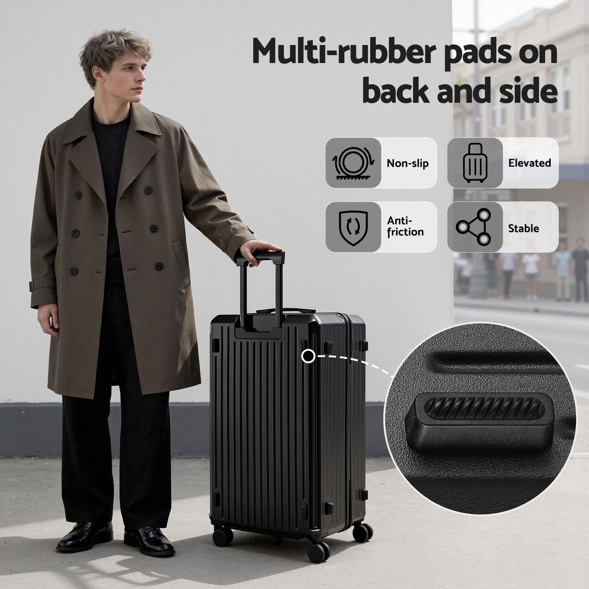 4pc Luggage Suitcase Set | Carry On Travel Cases | TSA Lock | Black