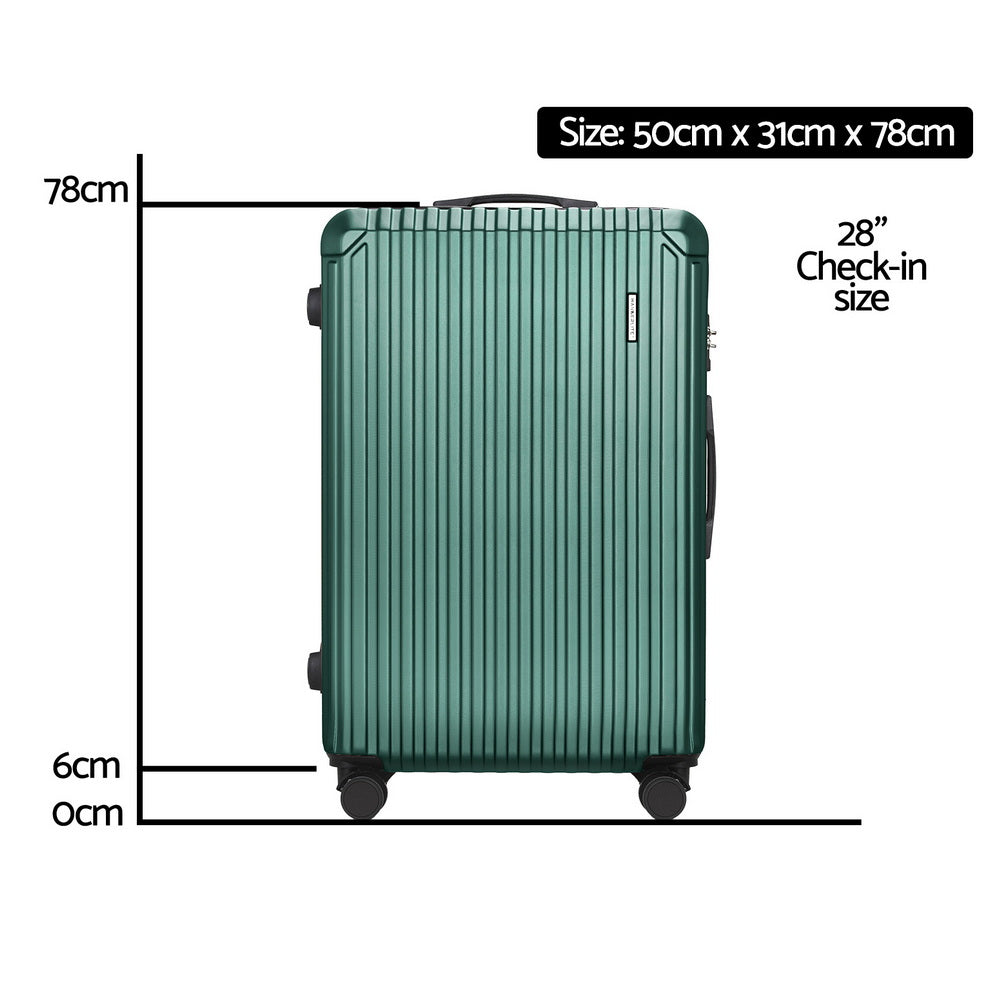 28" Hard Case Suitcase | TSA Lock | Carry-On Set | Green