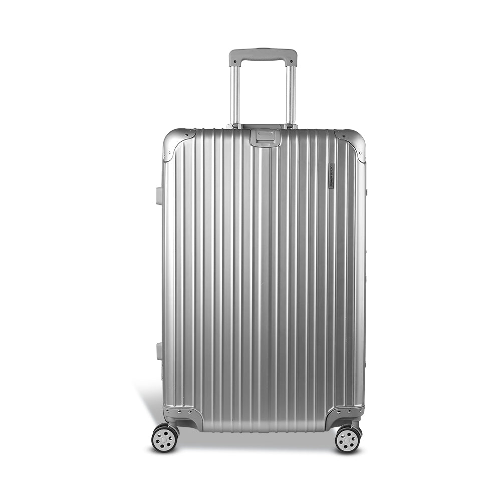 Wanderlite 28" Luggage Trolley | Travel Suitcase Set | TSA | Carry On | Lightweight | Aluminum | Silver