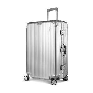 Wanderlite 28" Luggage Trolley | Travel Suitcase Set | TSA | Carry On | Lightweight | Aluminum | Silver