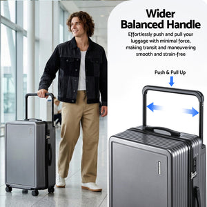 Wanderlite 28" Wide Handle Luggage Suitcase Travel TSA Lock Anthracite Grey