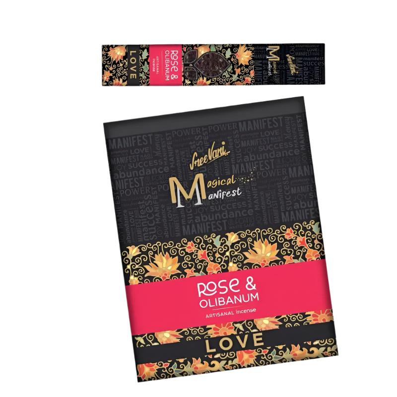 Love Rose & Olibanum Resin Incense Sticks | Sree Vani Magical Manifest | 48 Thick Sticks