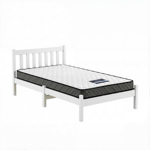 Giselle Single Mattress and Artiss Bed Frame Set White Solid Pine with 16cm Mattress