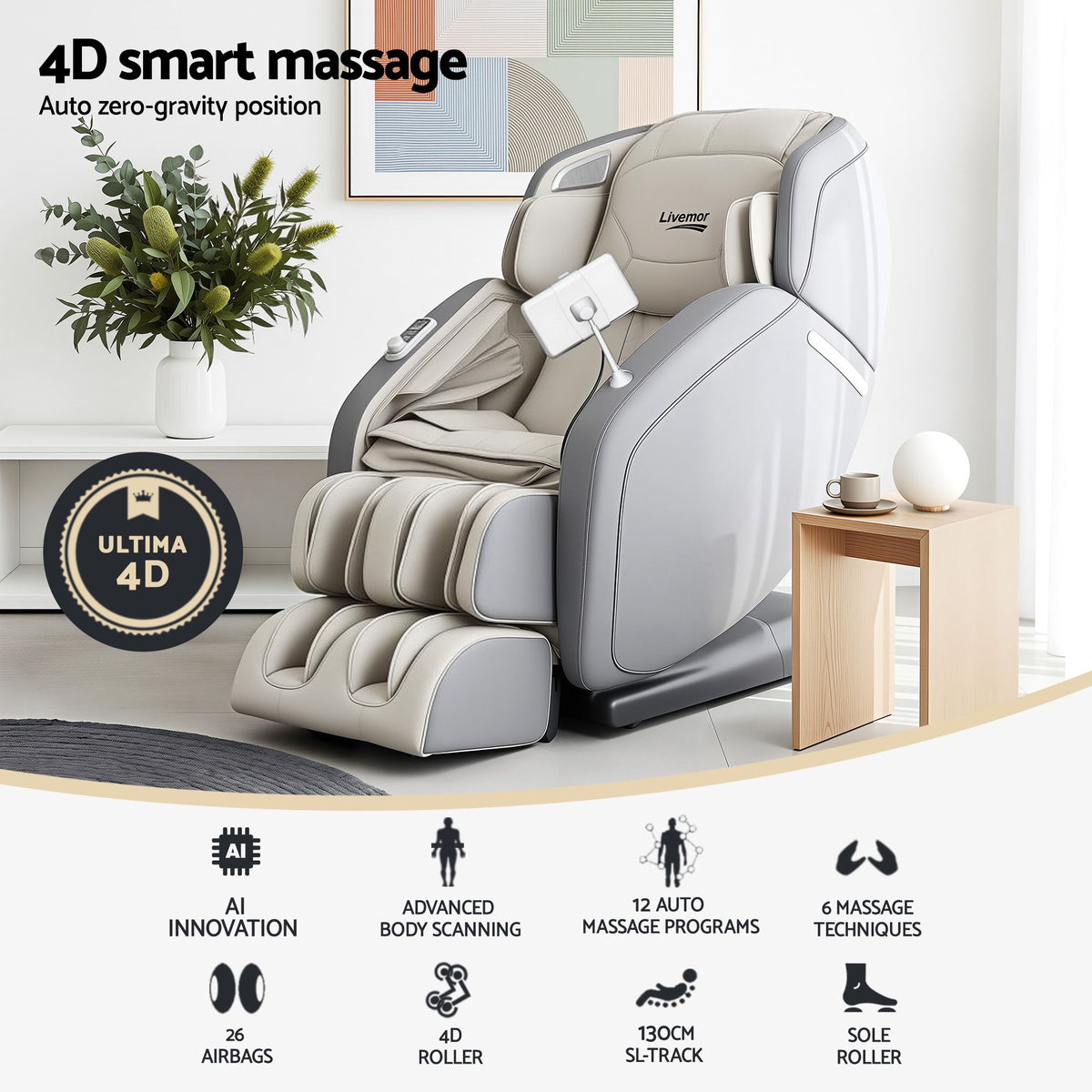 Livemor | 4D Massage Chair | Electric Recliner | Home Massager | Gary