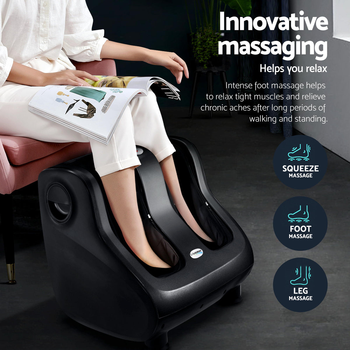 Full Back Massage Seat Cushion | Heating | 360° Foot Massagers