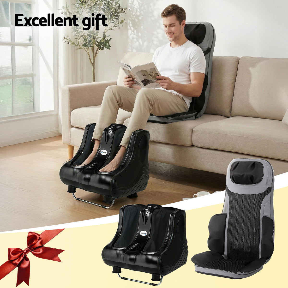 Massage Seat Cushion | Heating Function | Calf & Foot Massager