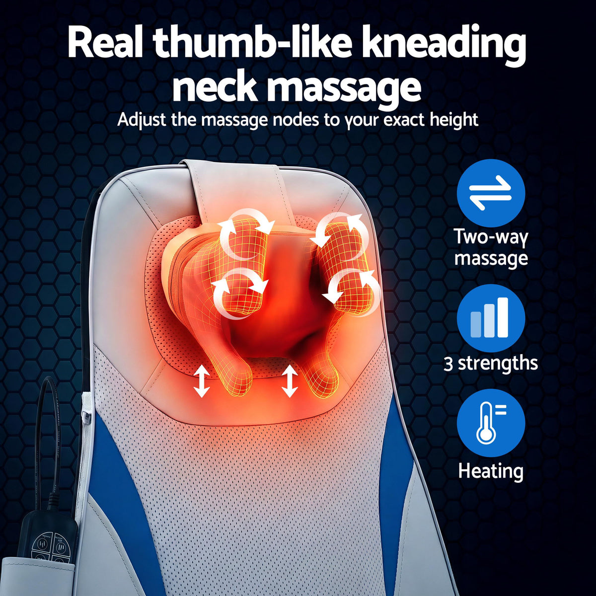 Full Back Massage Cushion | 3D Kneading | Heat Function | Massage Seat Pad