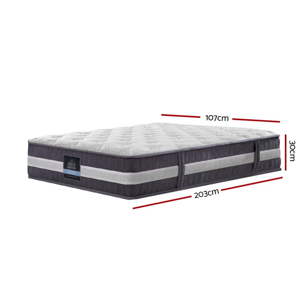 King Single Mattress | 7 Zone Pocket Spring | Medium Firm Foam 30cm | Bed Size