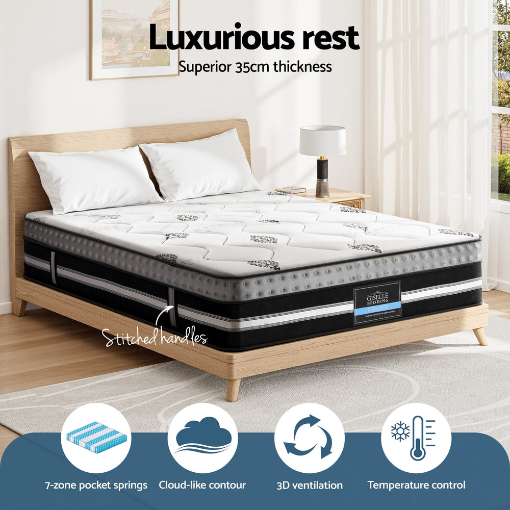 King Mattress | 35cm | Bed in a Box | Pocket Spring + Gel Memory Foam