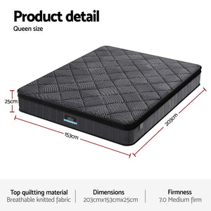 Queen Mattress 25cm | Pocket Spring | Latex Euro Top | Medium Firm