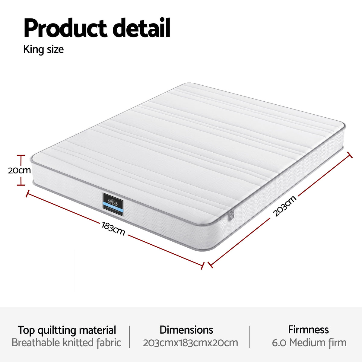 King Mattress 20cm | Egg Crate Foam | Reinforced Edge Support