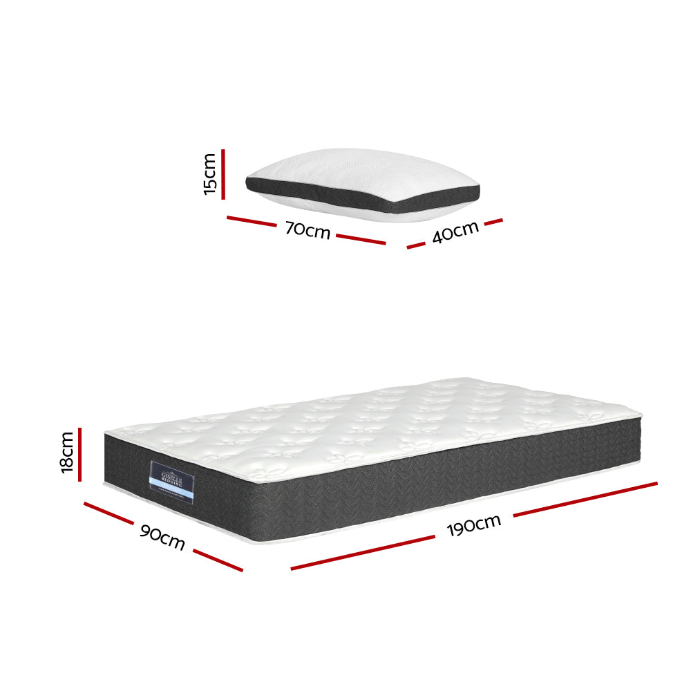 Giselle Bedding | 18cm Mattress | Medium Soft w/Pillows | Single