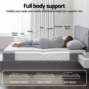 Giselle Bedding King Mattress 23cm Pocket Spring Mattress with Adjustable Firmness Reversible Foam Layer for Medium Firm & Firm Support Motion Isolation Bedroom Bed