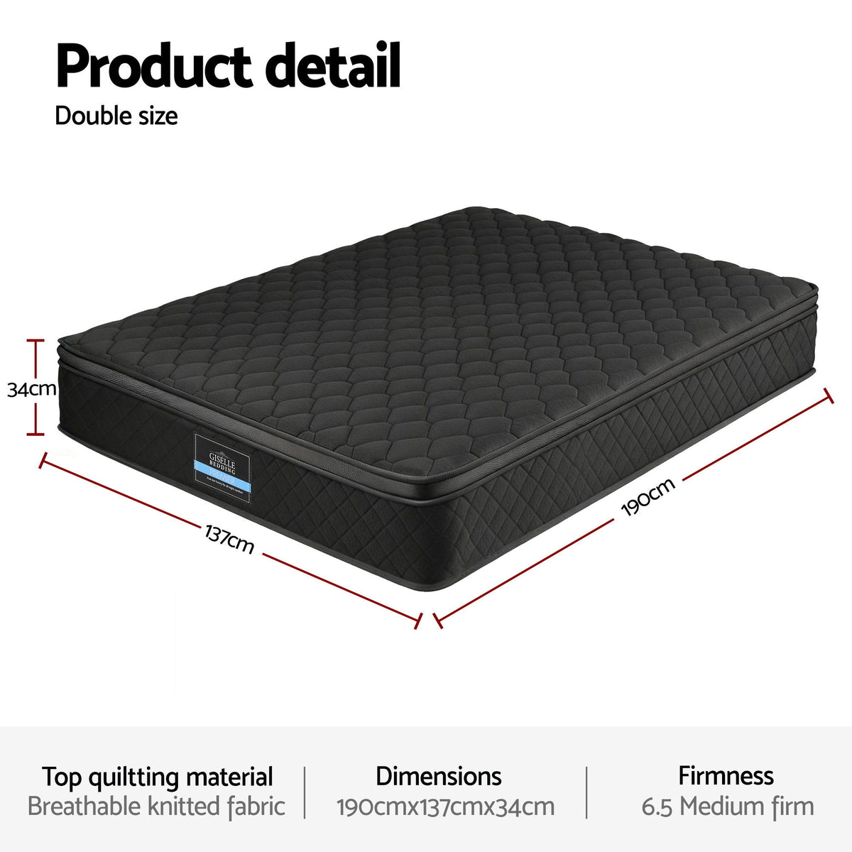 Mattress | 34cm | 5-Zone Pocket Spring | Egg Crate Memory Foam | Double