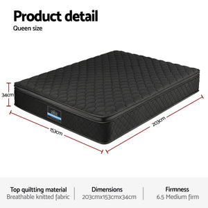 34cm Pocket Spring Mattress | Egg Crate Memory Foam | 5-Zone | Queen