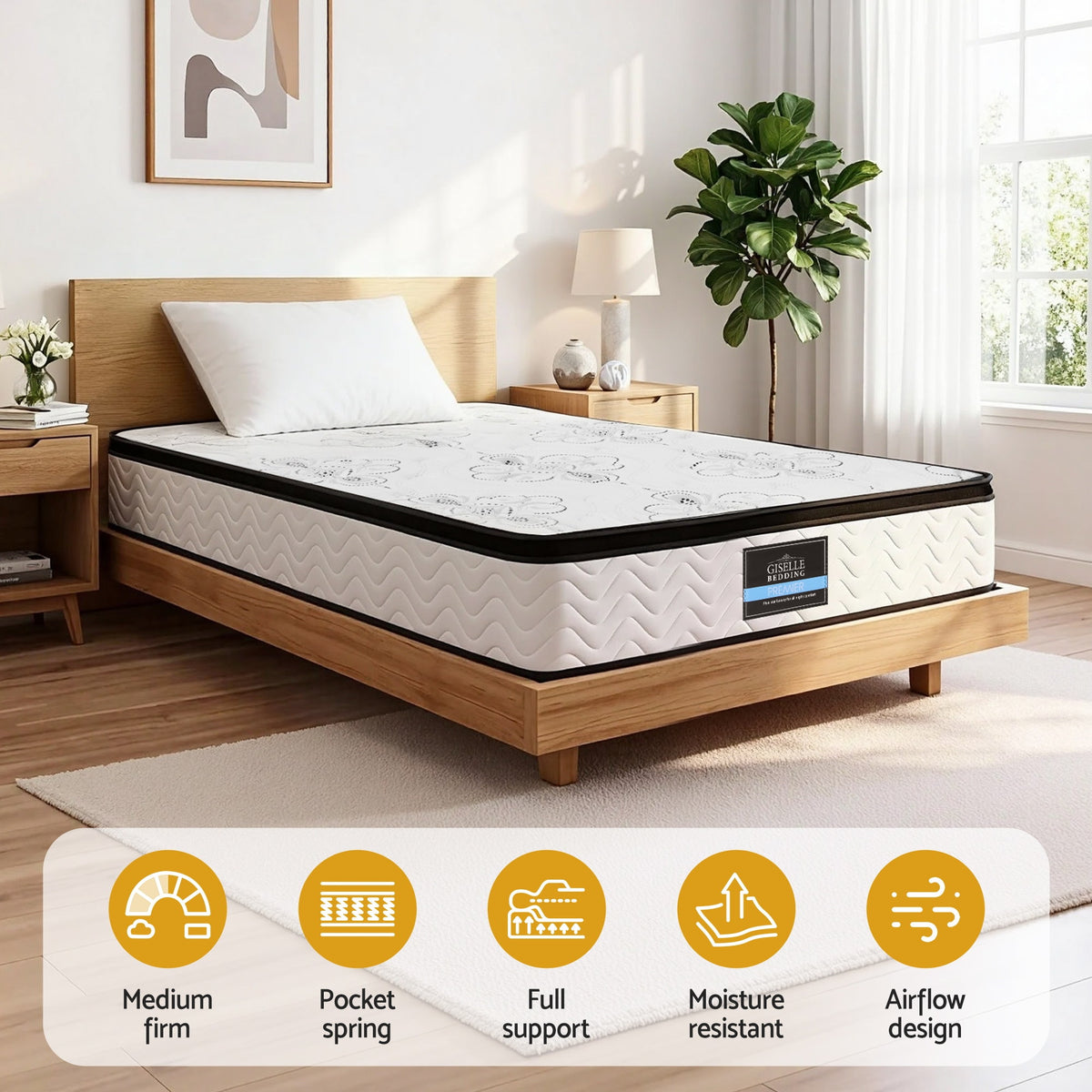30cm Pocket Spring Mattress | Medium Firm Euro Top | Single