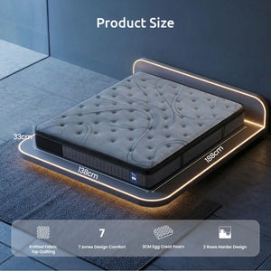 Levitex Double Mattress 33 cm 7-Zone Pocket Spring 8.0 Extra Firm with Dual-Row Edge Support & Breathable Knit Cover
