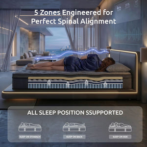 Levitex Single Mattress 34 cm 5-Zone Pressure Relief  Pocket Spring with Reinforced Edge Support & Breathable Gel Memory Foam Hybrid Mattress