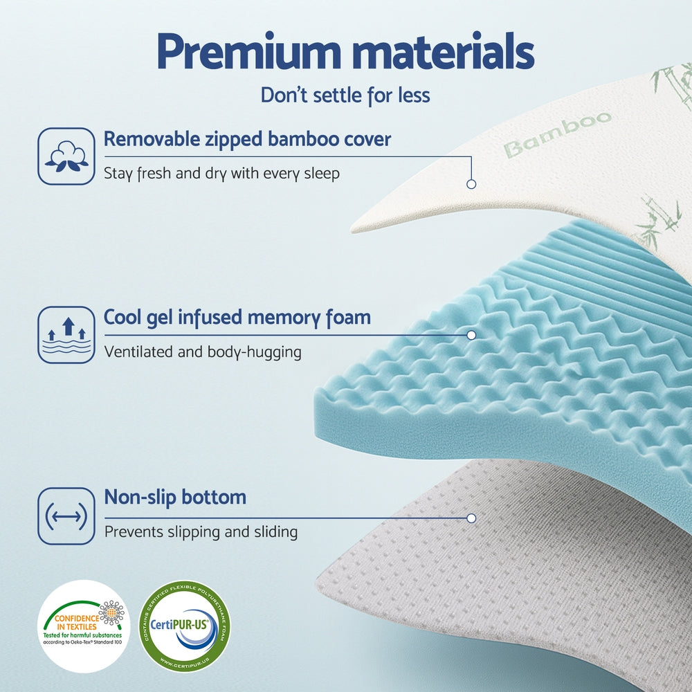 Bedding Memory Foam Mattress Topper 5cm | 7-Zone King Single Size