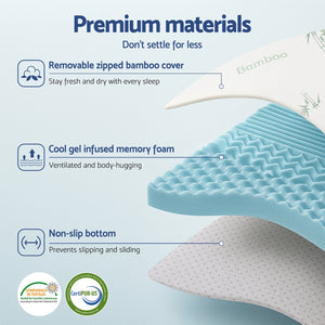 Bedding Memory Foam Mattress Topper 5cm | 7-Zone King Single Size