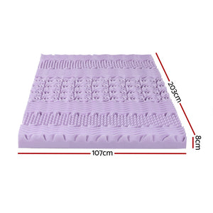 Memory Foam Topper | 8cm | 7-Zone Lavender | Bamboo Cover | King Single