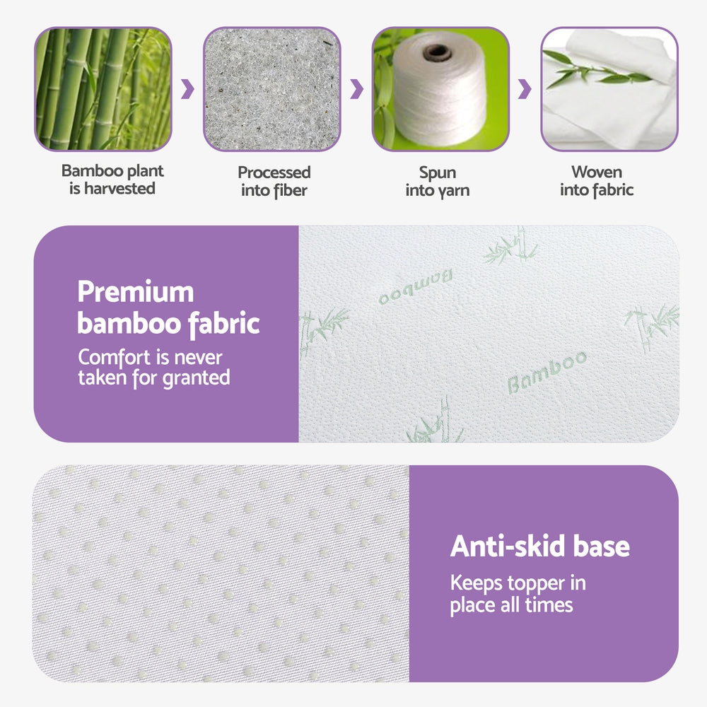 Memory Foam Topper | 8cm | 7-Zone Lavender | Bamboo Cover | King Single