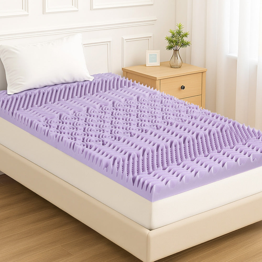 Memory Foam Topper | 8cm | 7-Zone Lavender | Bamboo Cover | King Single