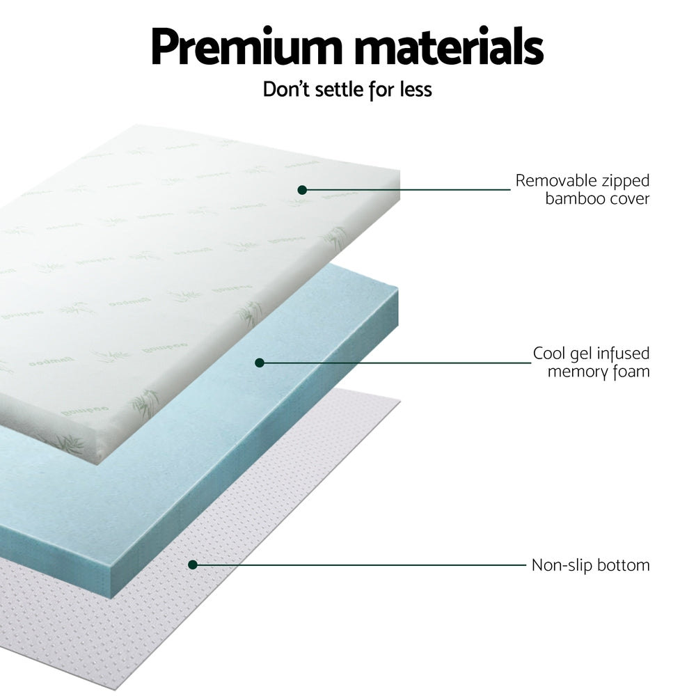 Bedding Mattress Topper | Cool Gel Memory Foam | 5 cm King Single
