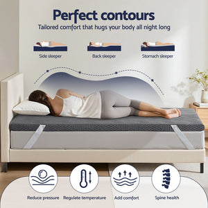 Memory Foam Topper | 8cm | Gel Dual Layer | Bamboo Cover | Single