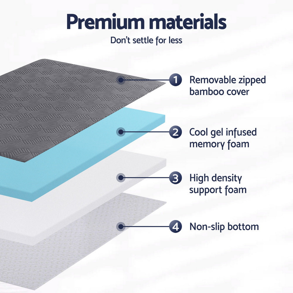 Memory Foam Topper | 8cm | Gel Dual Layer | Bamboo Cover | Single
