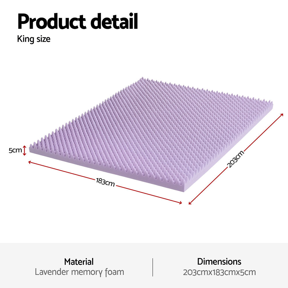 Lavender Memory Foam Topper | 5cm | Egg Crate Design | King
