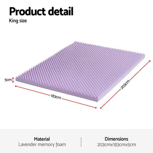 Lavender Memory Foam Topper | 5cm | Egg Crate Design | King