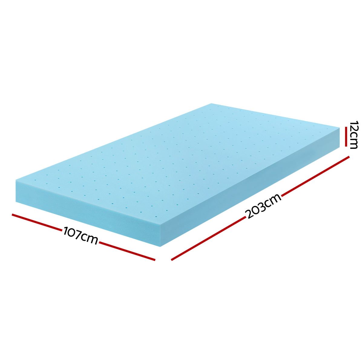 Memory Foam Mattress Topper 12cm | Cool Gel Bamboo Cover | King Single Size | Ventilated Foam Design