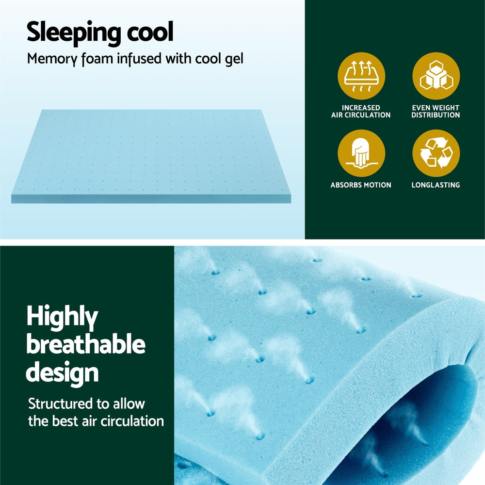 Giselle Bedding | Memory Foam Mattress Topper | Ventilated Cool Gel | 8cm | King Single