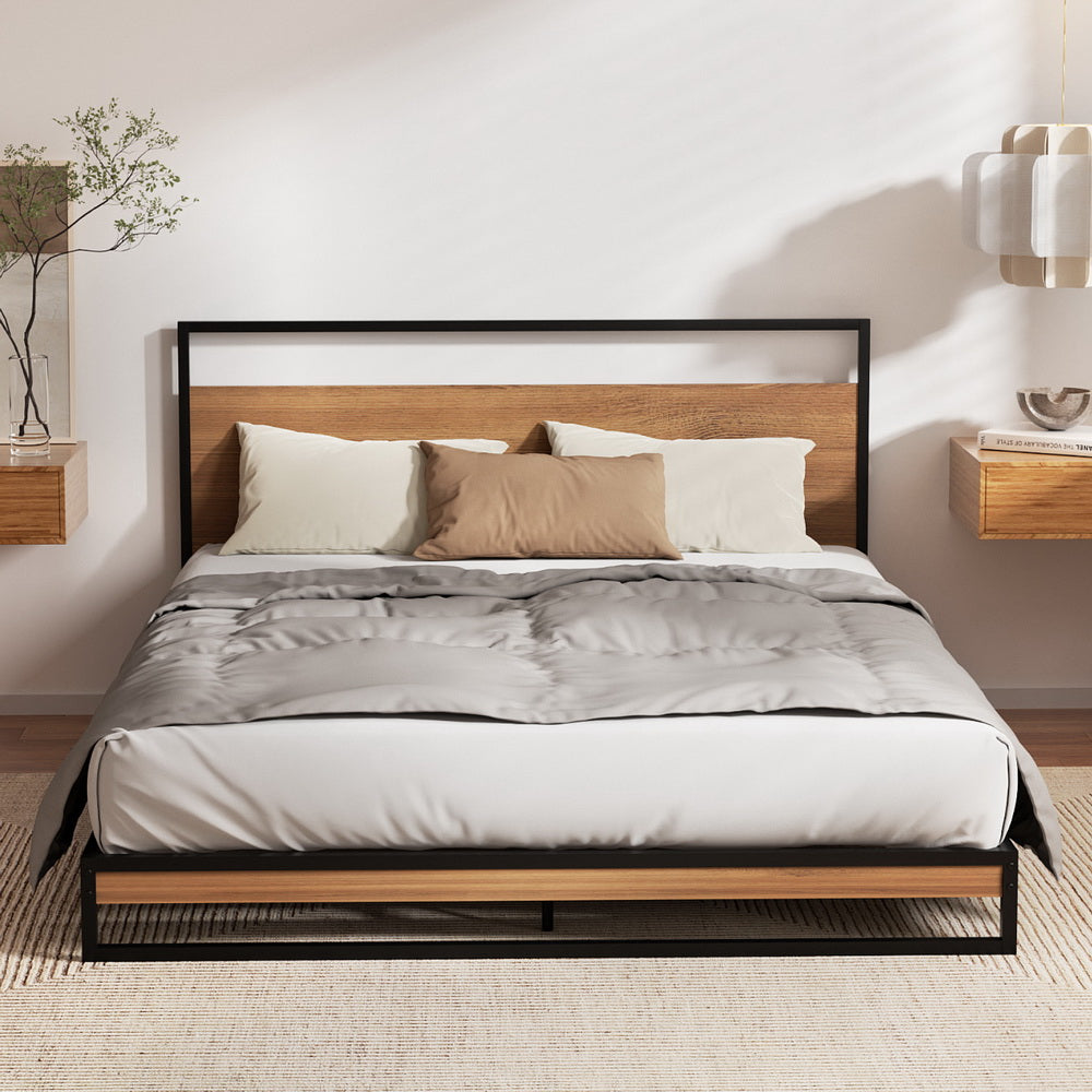 Artiss Metal Bed Frame | Double Size | Platform Base with Mattress