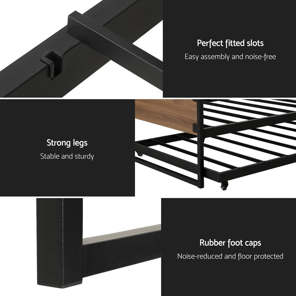 Bed Frame | 2x Single Size | Metal Trundle Daybed | DEAN