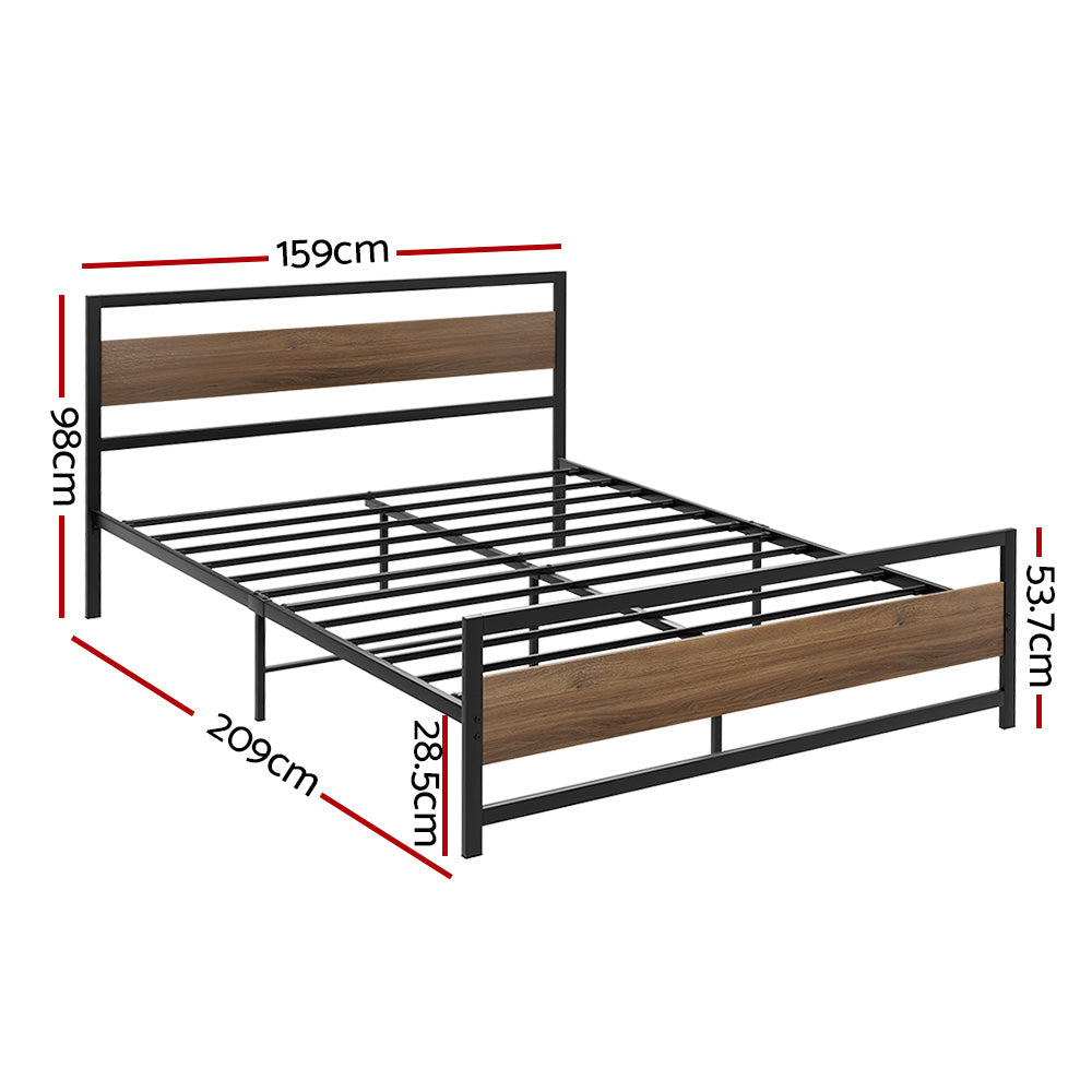 Bed Frame | Queen Size | Metal Base | Mattress Platform Foundation | Black | DREW