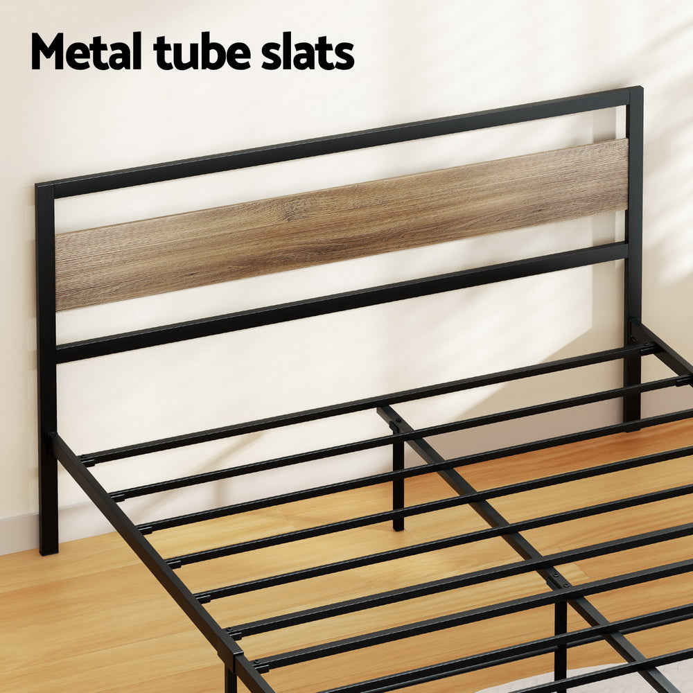 Bed Frame | Queen Size | Metal Base | Mattress Platform Foundation | Black | DREW