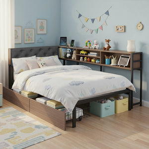 Single Bed Frame | 2 Drawers | Charging Station | Metal Base