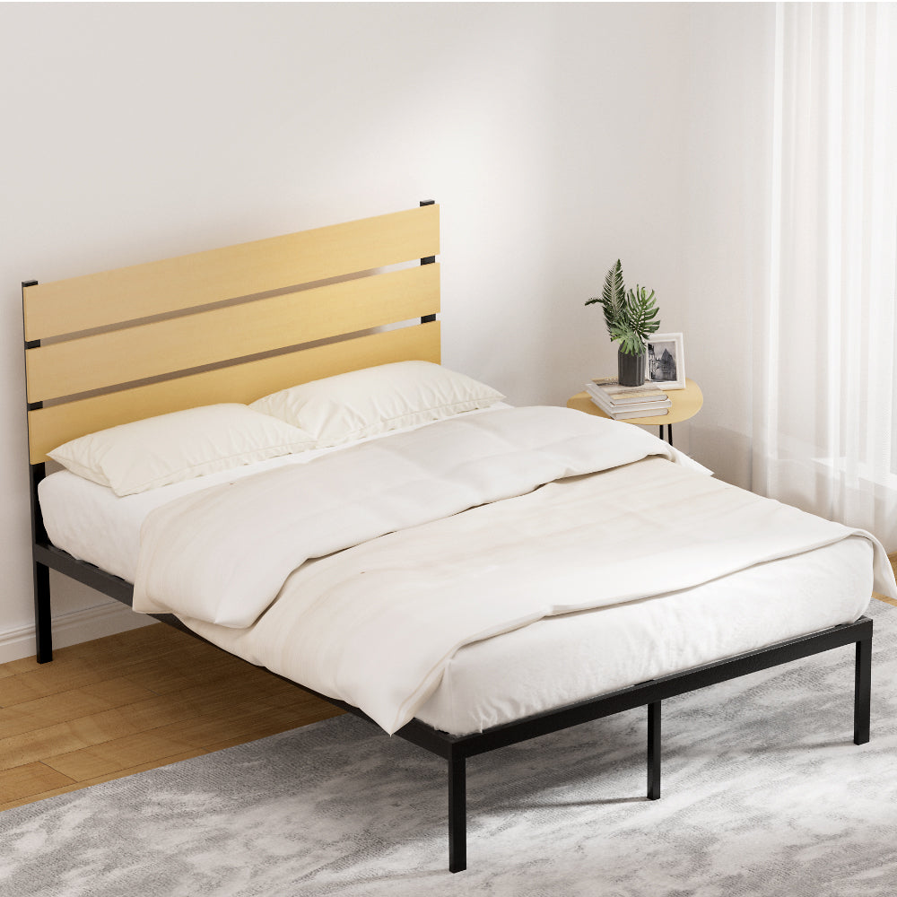 Bed Frame | Double Size | Metal Base | Mattress Platform Foundation | Black | PAULA