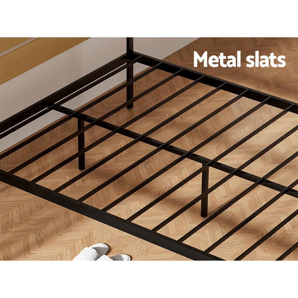 Bed Frame | Double Size | Metal Base | Mattress Platform Foundation | Black | PAULA