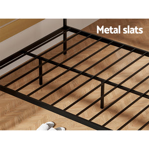 Bed Frame | Double Size | Metal Base | Mattress Platform Foundation | Black | PAULA