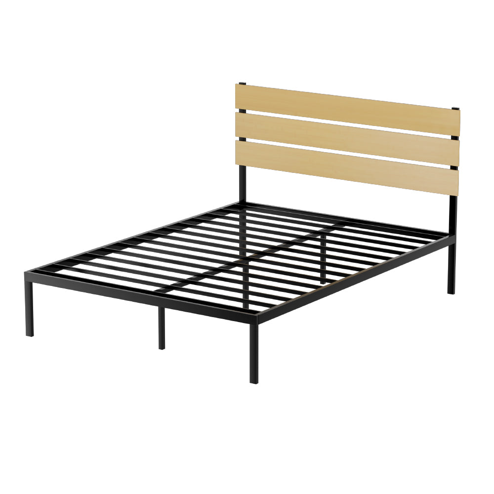 Bed Frame | Queen Size | Metal Base | Mattress Platform Foundation | Black | PAULA