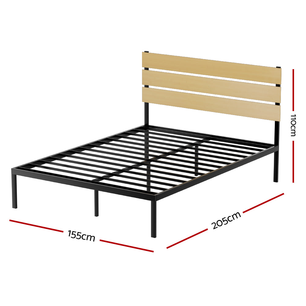 Bed Frame | Queen Size | Metal Base | Mattress Platform Foundation | Black | PAULA