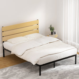 Bed Frame | Queen Size | Metal Base | Mattress Platform Foundation | Black | PAULA