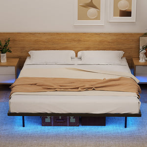Artiss Bed Frame | King | Floating Metal with LED Lights | Tool-Free | 300KG Capacity