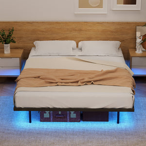 Artiss Bed Frame | Queen | Floating Metal with LED Lights | Tool-Free | 300KG Capacity