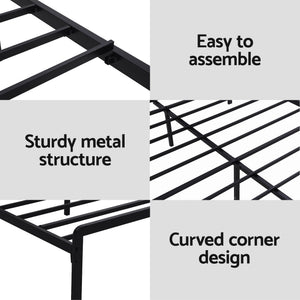 Artiss Bed Frame Queen Size LED Metal Bed Base with Charging Station LAN